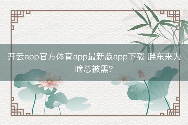 开云app官方体育app最新版app下载 胖东来为啥总被黑？